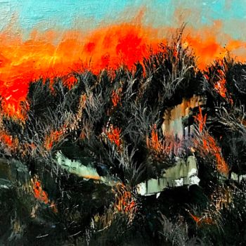 Malerei mit dem Titel "Sunset meadows" von Margarita Ado, Original-Kunstwerk, Acryl