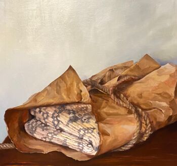 Peinture intitulée "The Package from Th…" par Margarita Ado, Œuvre d'art originale, Huile