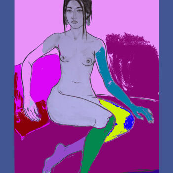 Digitale Kunst mit dem Titel "Nude07 print" von Margarita Felis, Original-Kunstwerk, 2D digitale Arbeit