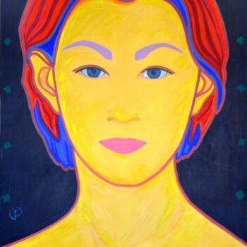 Pittura intitolato "Self portrait on bl…" da Margarita Felis, Opera d'arte originale, Acrilico