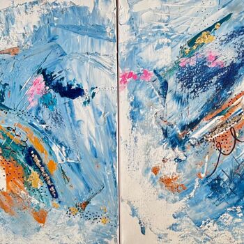 Картина под названием "Sea and sand Abstra…" - Margarita Glambert, Подлинное произведение искусства, Акрил Установлен на Дер…