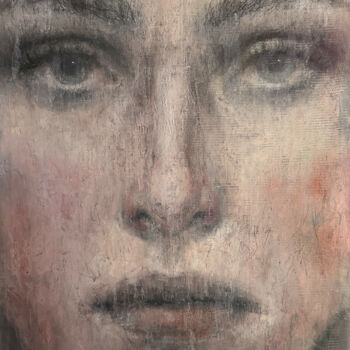 Painting titled "Eye contact" by Margarita Ivanova, Original Artwork, Oil Mounted on Wood Stretcher frame