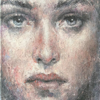 Painting titled "Eyes contact #2" by Margarita Ivanova, Original Artwork, Oil Mounted on Wood Stretcher frame