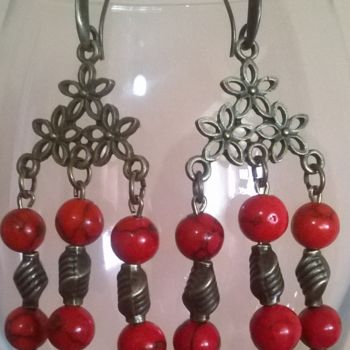 Artcraft titled "Bohemian red earrin…" by Margarita Kostova, Original Artwork, Earrings