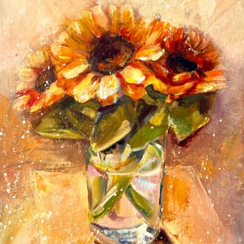 绘画 标题为“Impasto Sunflowers” 由Margarita Pigaeva, 原创艺术品, 油