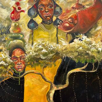 Pintura intitulada "Three friends" por Margarita Smirnova Kvintessa, Obras de arte originais, Óleo