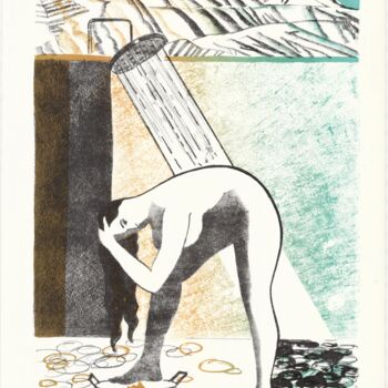 Druckgrafik mit dem Titel "Bathers: Up - color…" von Margarita Suliaeva, Original-Kunstwerk, Lithographie