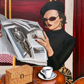 Pintura titulada "La Table d'à Coté" por Margarita Vargas, Obra de arte original, Oleo Montado en Bastidor de camilla de mad…