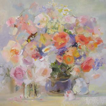 Painting titled "Provence flowers" by Tatyana Barinova, Original Artwork, Oil