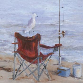 Painting titled "Waiting for Lunch" by Marge V. Casey, Original Artwork, Oil