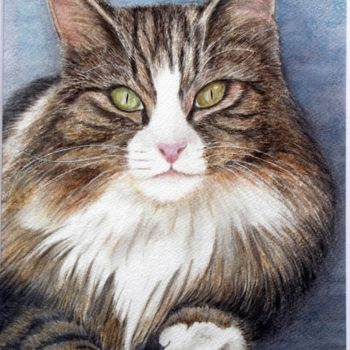 Painting titled "GATTO" by Margherita Cavassa, Original Artwork, Oil