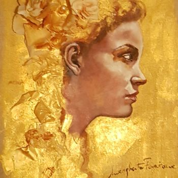 Painting titled "Golden woman" by Margherita Fascione, Original Artwork, Oil