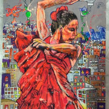 Картина под названием "El que baila su mal…" - Margherita Minto, Подлинное произведение искусства, Акрил