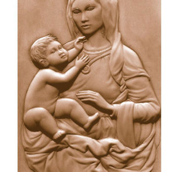 Scultura intitolato "Madonna con bambino" da Studio D'Arte, Opera d'arte originale, Terracotta