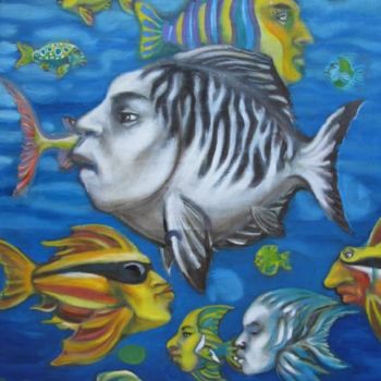 Painting titled ""Fishonable"" by Studio D'Arte, Original Artwork, Oil