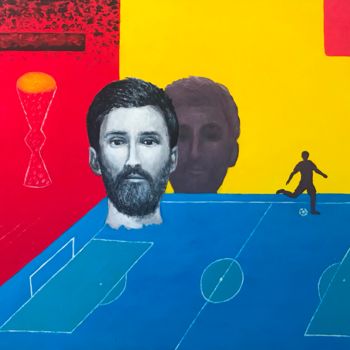 Painting titled "Leonel Messi" by Aleks Margjini, Original Artwork, Acrylic