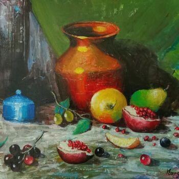 Painting titled "Ceramic vase" by Aleks Margjini, Original Artwork, Oil