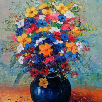 Картина под названием "Vase with different…" - Aleks Margjini, Подлинное произведение искусства, Акрил
