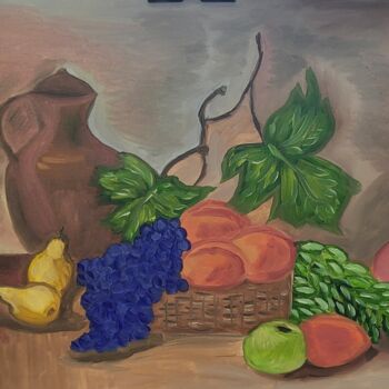 Картина под названием "Мои любимые фрукты" - Margo, Подлинное произведение искусства, Масло Установлен на Деревянная рама дл…