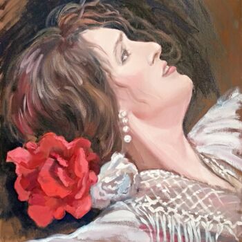 Pittura intitolato "Portrait of a woman…" da Margo Miro, Opera d'arte originale, Olio