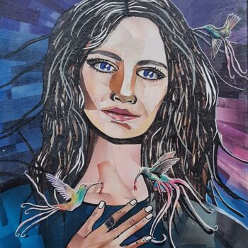 Collages intitolato "Etre une femme" da Margot G Delhomme, Opera d'arte originale, Collages Montato su Telaio per barella in…