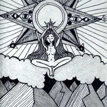 Desenho intitulada "Spirit of the Mount…" por Margot Thuy, Obras de arte originais, Marcador