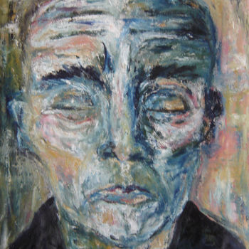 Картина под названием "Portrait aux yeux f…" - Maryse Lapointe, Подлинное произведение искусства, Масло