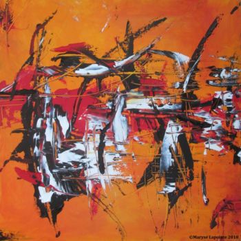 Painting titled "Fragments sur fond…" by Maryse Lapointe, Original Artwork, Oil