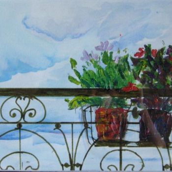 Painting titled "Balcon" by Margot-Kot, Original Artwork