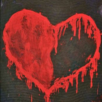 Pintura intitulada "Gebroken hart" por Margreet Heemskerk, Obras de arte originais, Óleo