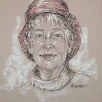 Drawing titled "La dame au chapeau!" by Marguerite Vanasse (Fleur'Art Maggie), Original Artwork, Other