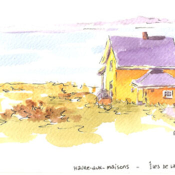 Drawing titled "Petite maison jaune…" by Marguerite Vanasse (Fleur'Art Maggie), Original Artwork, Other