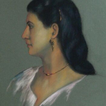Pittura intitolato "Joueuse de Mandoline" da Marguerite Vanasse (Fleur'Art Maggie), Opera d'arte originale, Olio