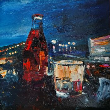 Painting titled "Whiskey Cola" by Marharyta Karmazina, Original Artwork, Oil Mounted on Other rigid panel