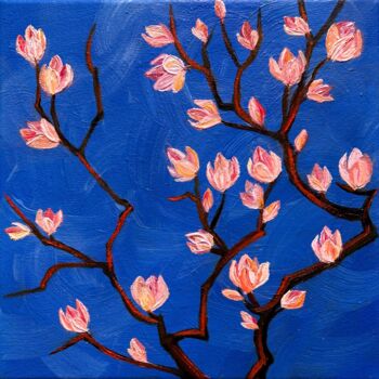 Pittura intitolato "Magnolia blossom" da Marharyta Vilenchyk, Opera d'arte originale, Olio
