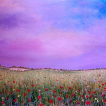 Картина под названием "Poppy meadow" - Marharyta Vilenchyk, Подлинное произведение искусства, Масло