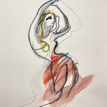 Drawing titled "La danseur" by Mari Skakun, Original Artwork, Watercolor