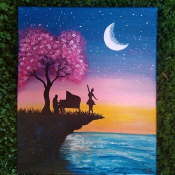 Картина под названием "Night painting" - Maria Adelina Azevedo Almeida, Подлинное произведение искусства, Акрил