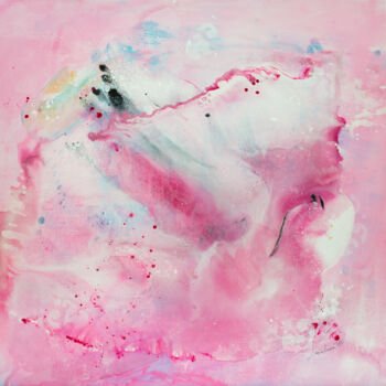 Schilderij getiteld "Pink Wave" door Maria Bacha, Origineel Kunstwerk, Acryl Gemonteerd op Frame voor houten brancard