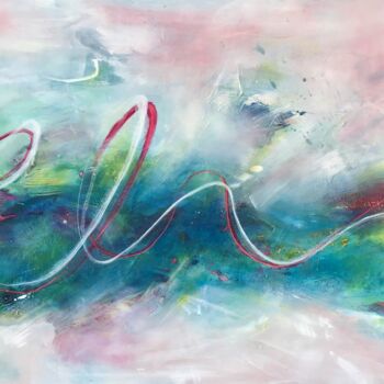 Painting titled "Daydreaming Flow" by Maria Bacha, Original Artwork, Acrylic Mounted on Wood Stretcher frame