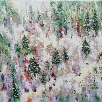 Painting titled "Northern Forest" by Maria Barchan, Original Artwork, Acrylic Mounted on Wood Stretcher frame