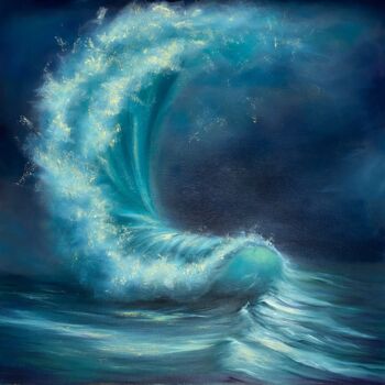Painting titled "Mega Wave" by Maria Bobrovskaya, Original Artwork, Oil