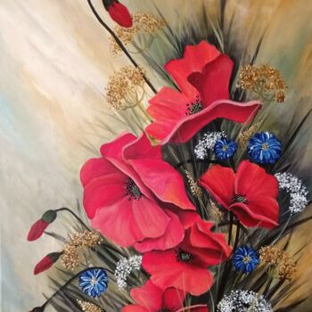 Pittura intitolato "I fiori della memor…" da Maria Brillante, Opera d'arte originale, Acrilico Montato su Telaio per barella…