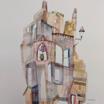 Painting titled "Antibes by the Sea" by Maria C. Bernhardsson, Original Artwork, Watercolor Mounted on Cardboard