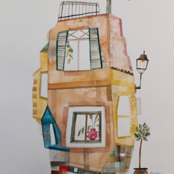 Painting titled "Galerie du Faune 02" by Maria C. Bernhardsson, Original Artwork, Watercolor Mounted on Cardboard