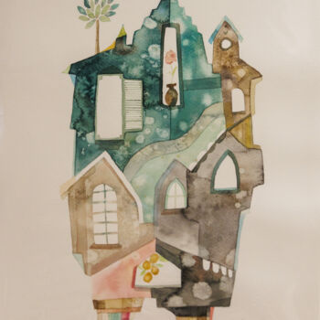 Peinture intitulée "Jade House Antibes" par Maria C. Bernhardsson, Œuvre d'art originale, Aquarelle Monté sur Carton