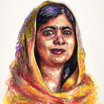 Rysunek zatytułowany „Malala YOUZAFZAI” autorstwa Maria Cielo, Oryginalna praca, Ołówek