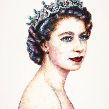 Dessin intitulée "Elizabeth II - Femm…" par Maria Cielo, Œuvre d'art originale, Crayon