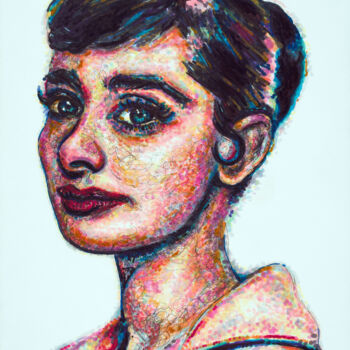 Drawing titled "Audrey HEPBURN" by Maria Cielo, Original Artwork, Pencil