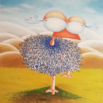 Painting titled "bird" by Maria Da Costa, Original Artwork, Oil